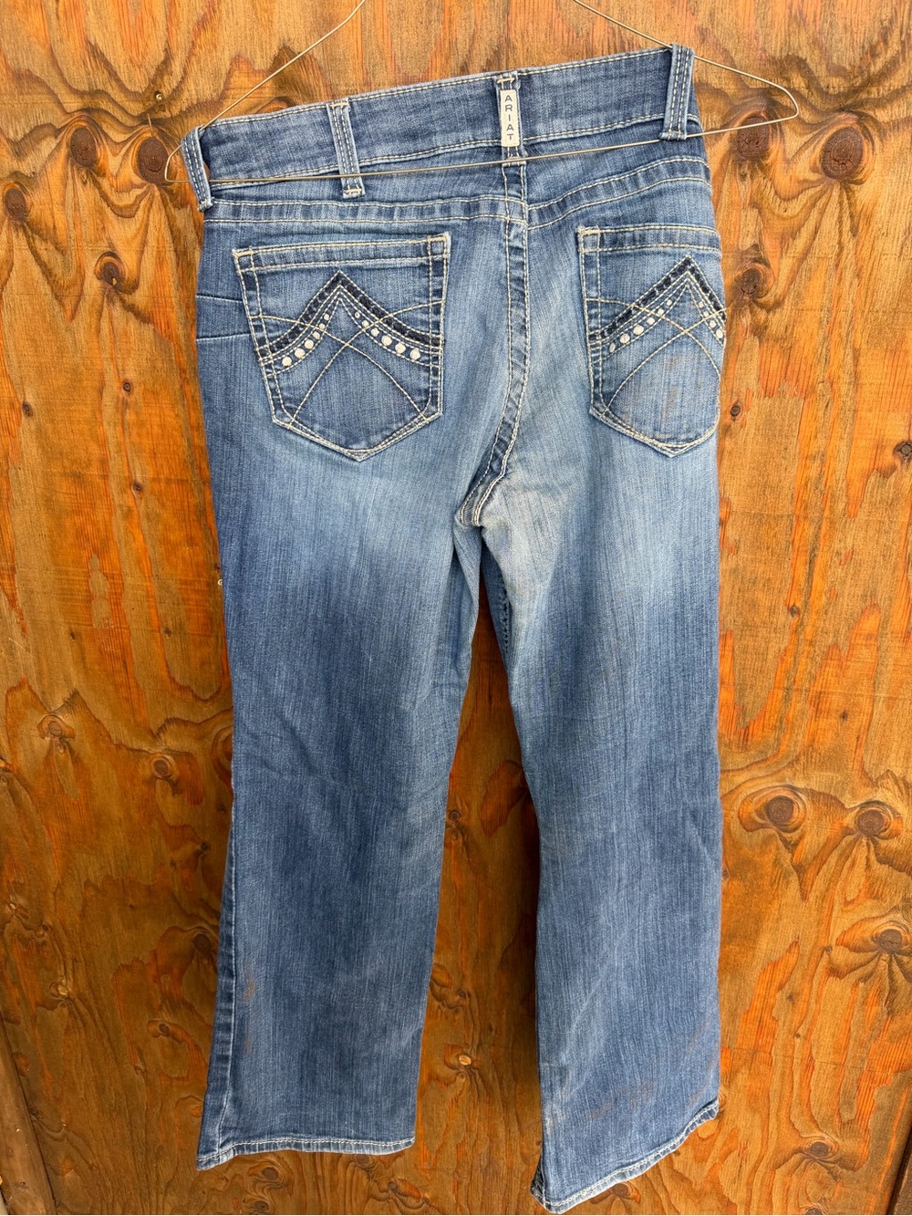Ariat Women's Boot Cut Jeans - Medium Blue Wash with Embellished Back Pockets